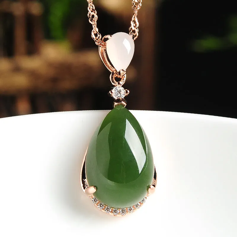 Natural Jade Pendant Nephrite Silver Pendant PT14