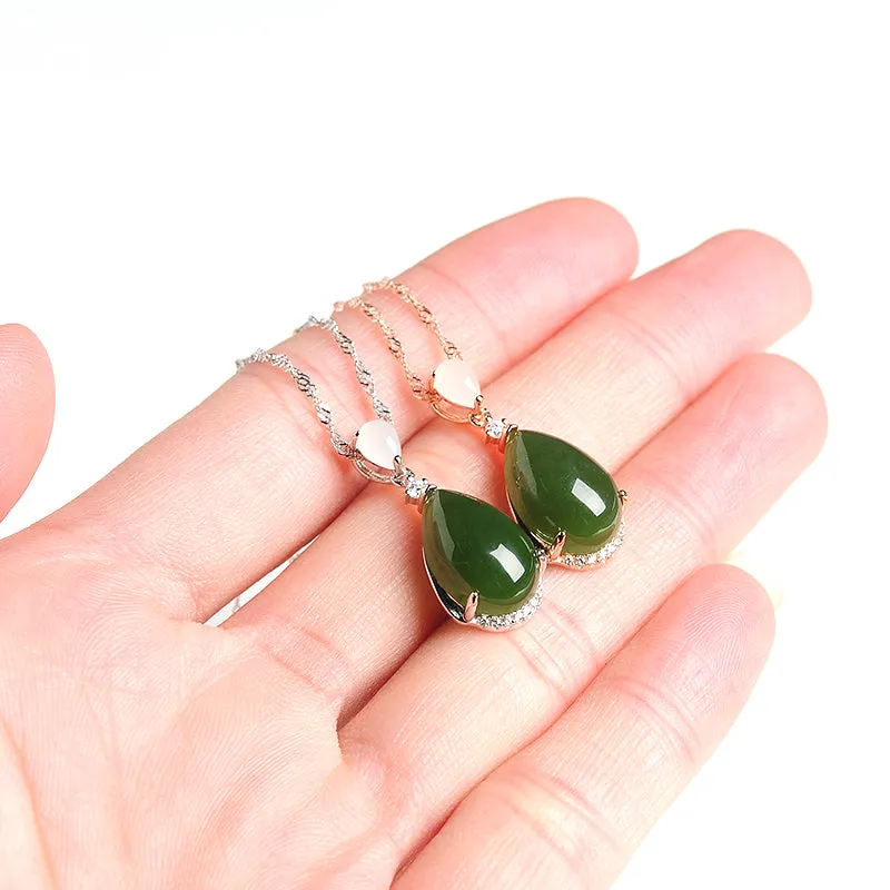 Natural Jade Pendant Nephrite Silver Pendant PT14