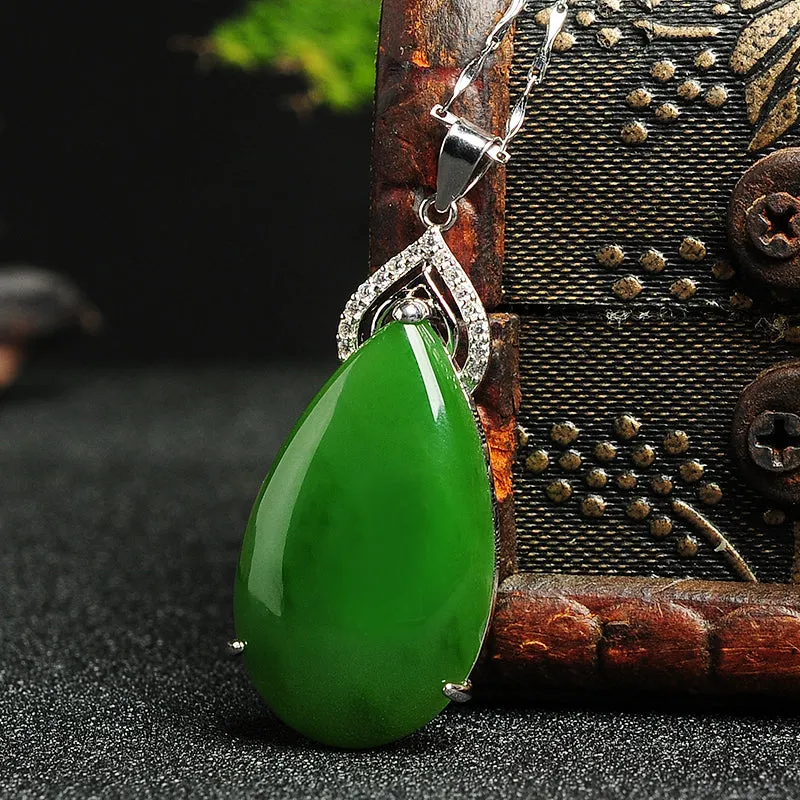 Natural Jade Pendant Nephrite Silver Pendant PT156