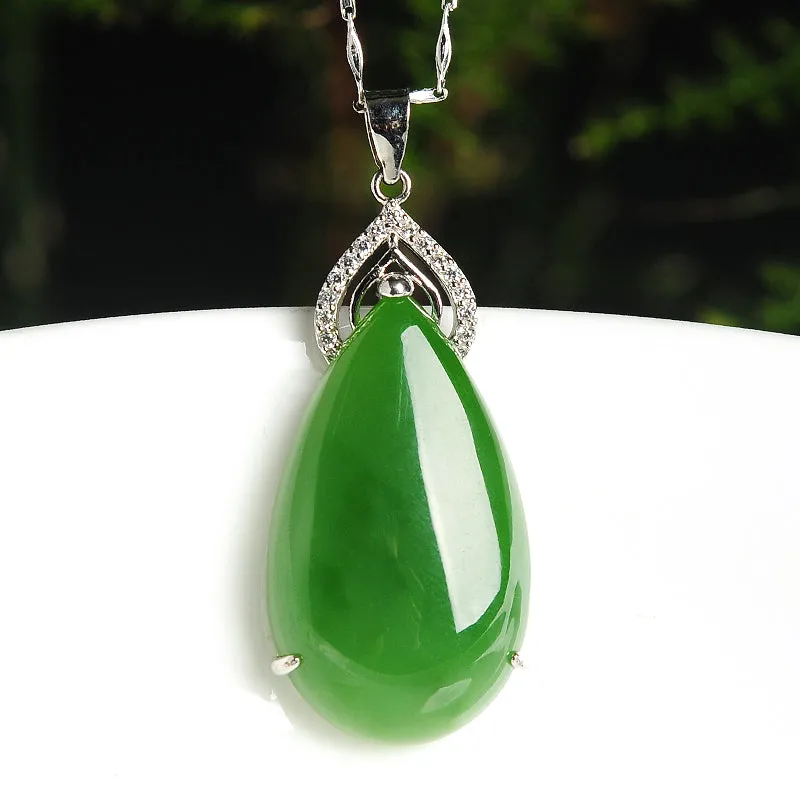 Natural Jade Pendant Nephrite Silver Pendant PT156