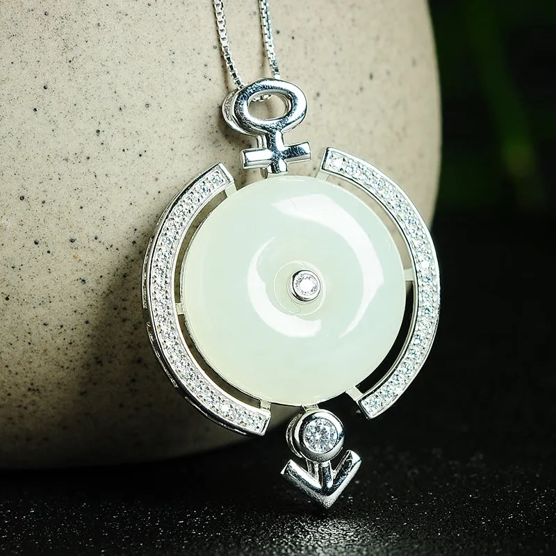 Natural Jade Pendant Nephrite Silver Pendant PT182