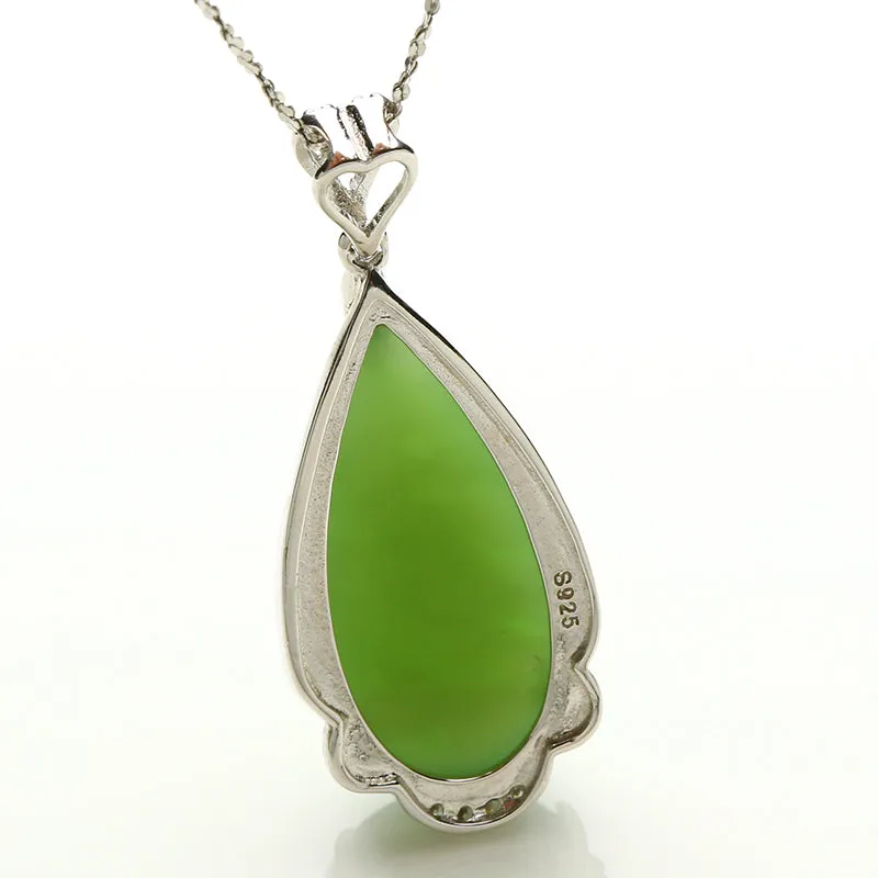 Natural Jade Pendant Nephrite Silver Pendant PT21