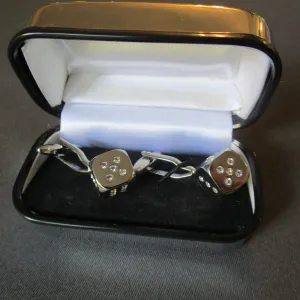 Pair Contemporary dice cuff-links Boxed Vintage C1970s