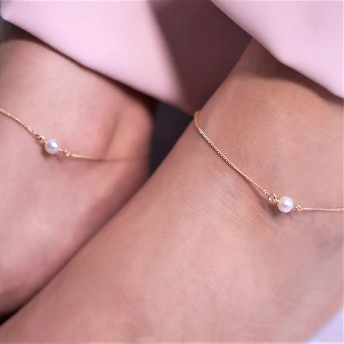 Pearl Rose-Gold plated 925 Sterling Silver Anklets