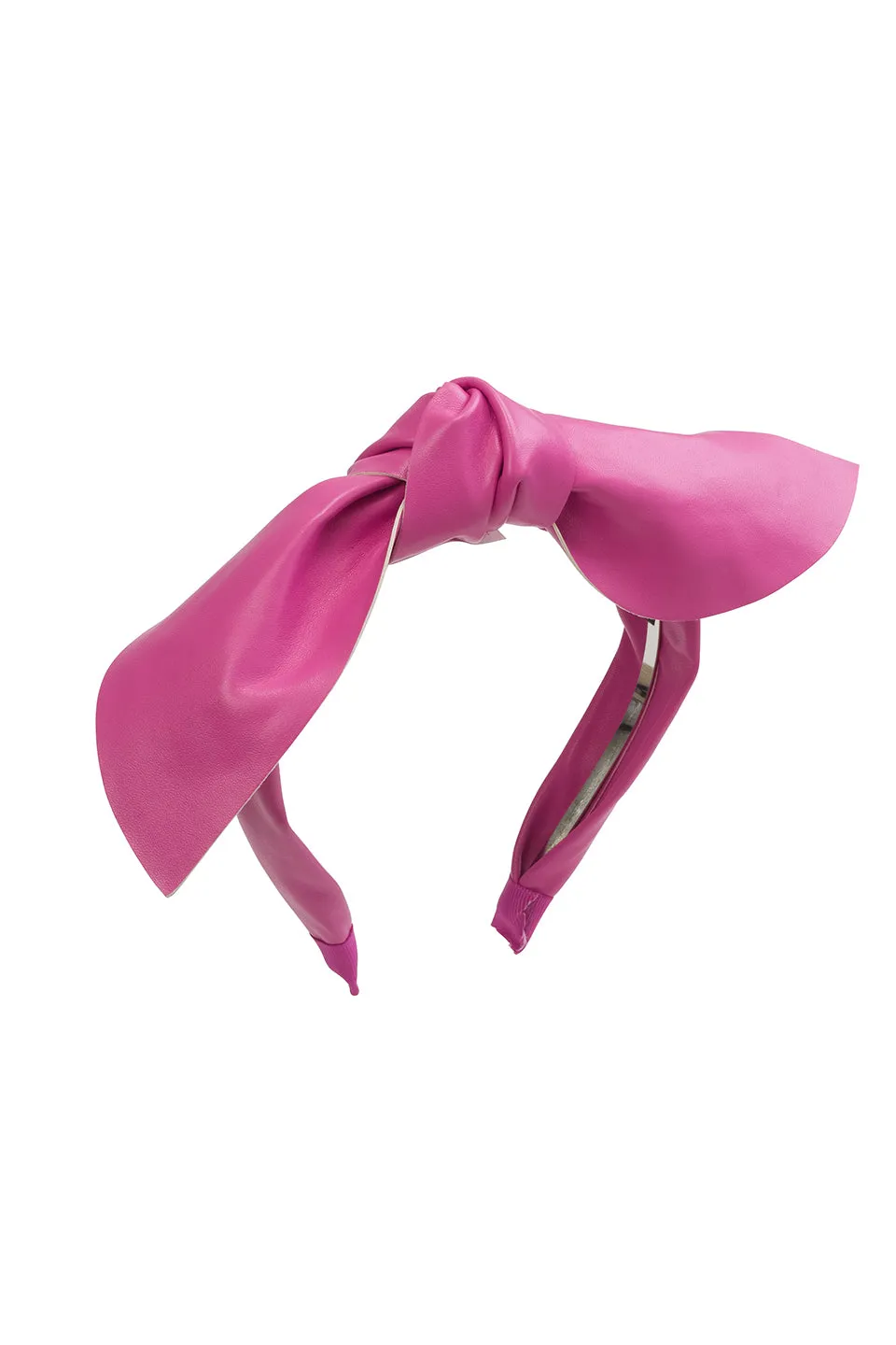 Perfect Leather Pointy Bow Headband - Hot Pink