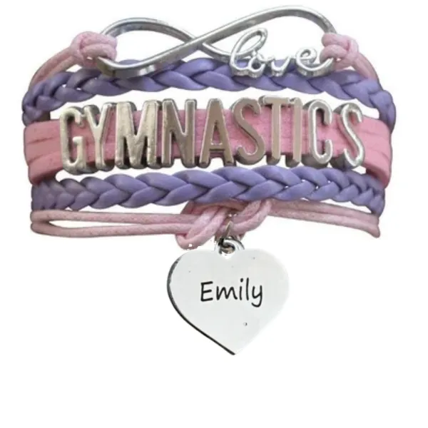 Personalized Engraved Gymnastics Infinity Bracelet- Pick Color