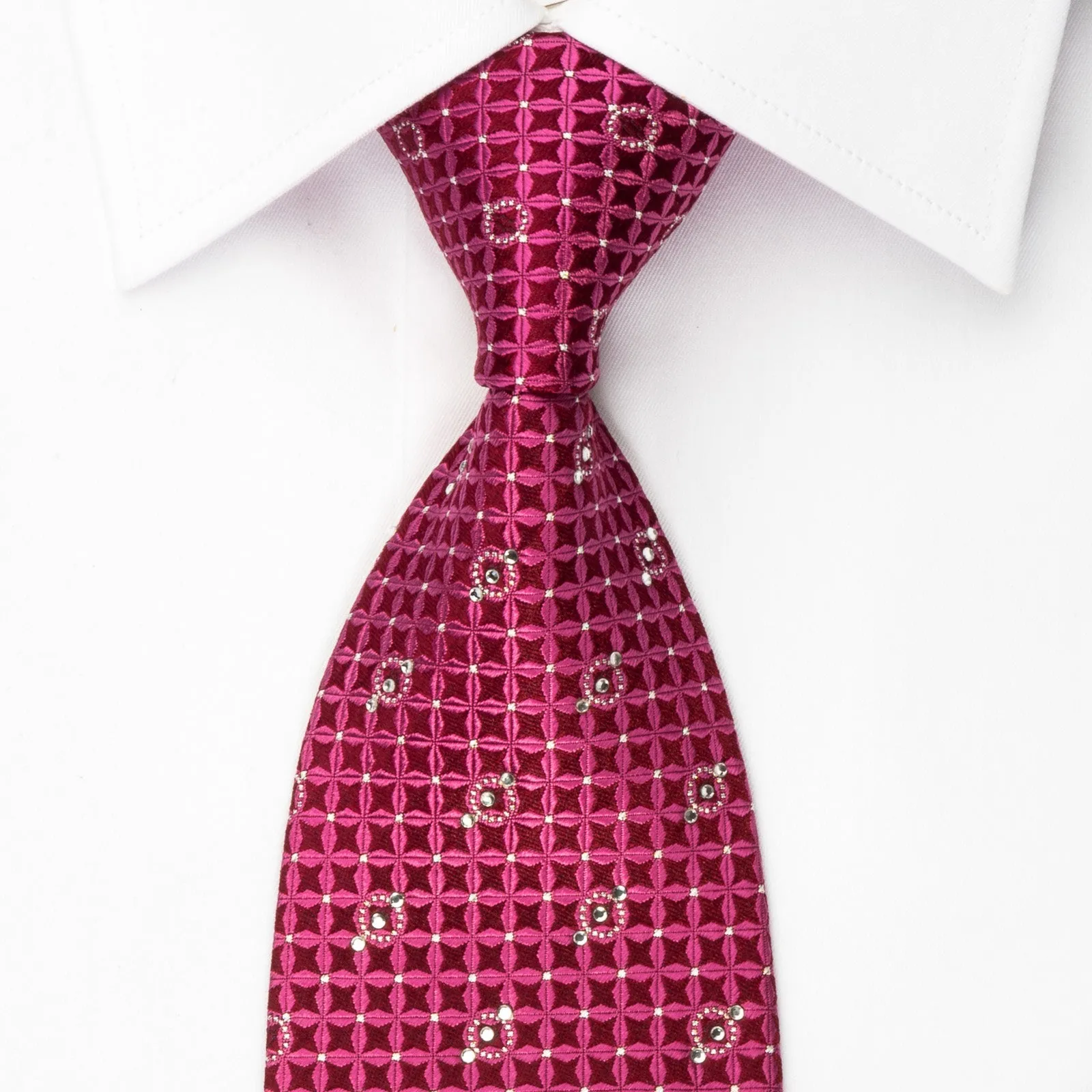 Pierre Cardin Rhinestone Tie Trellis On Purple With Silver Sparkles