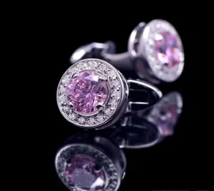 PINK CRYSTAL CUFFLINKS