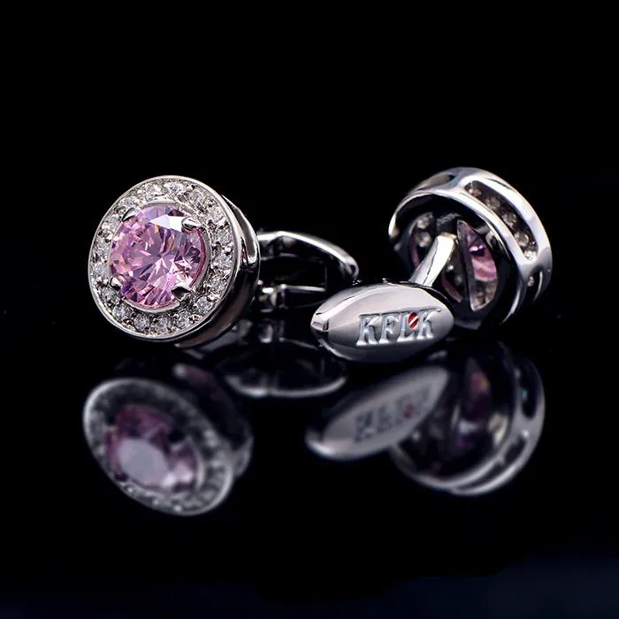 PINK CRYSTAL CUFFLINKS