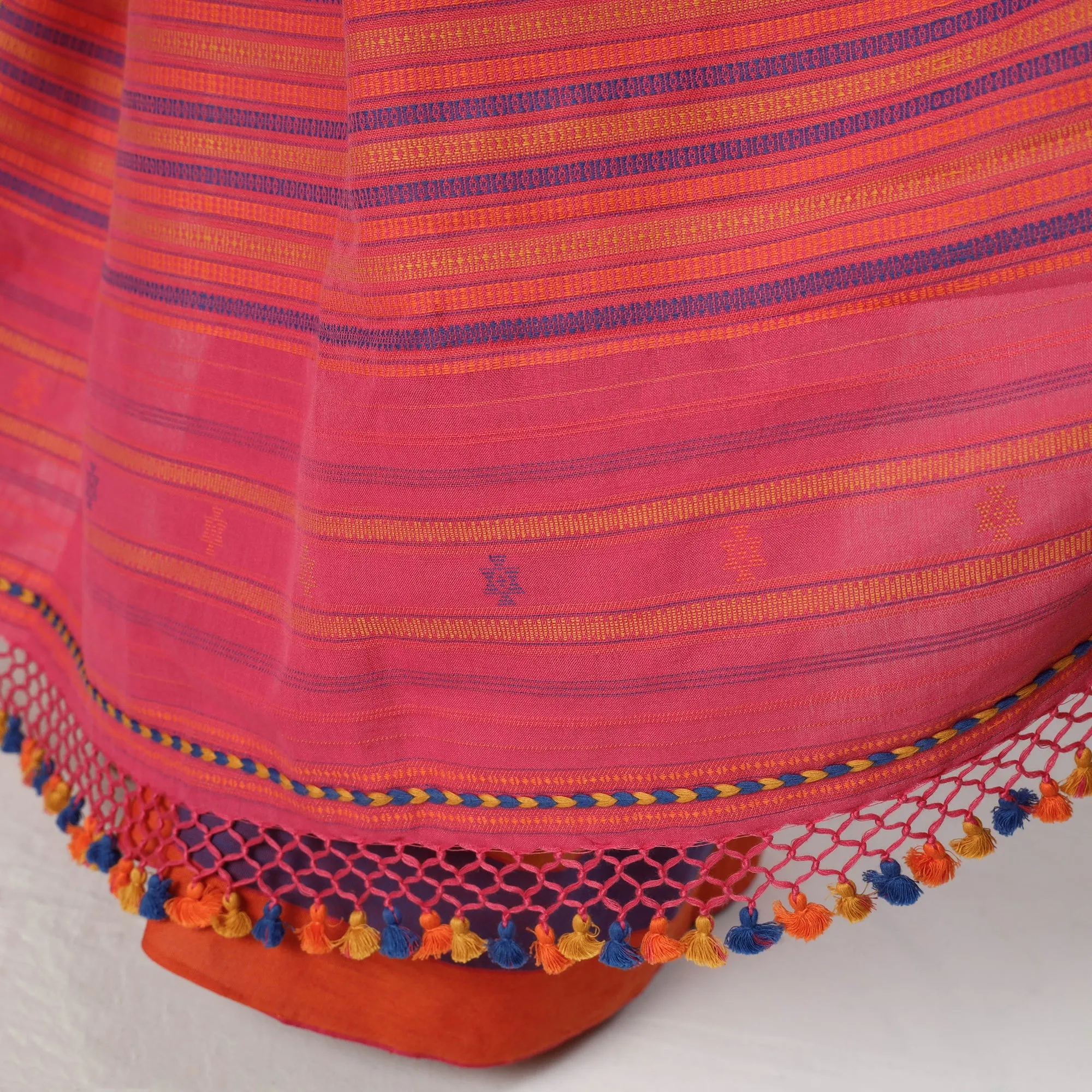 Pink - Kutch Bhujodi Weaving Handloom Cotton Saree