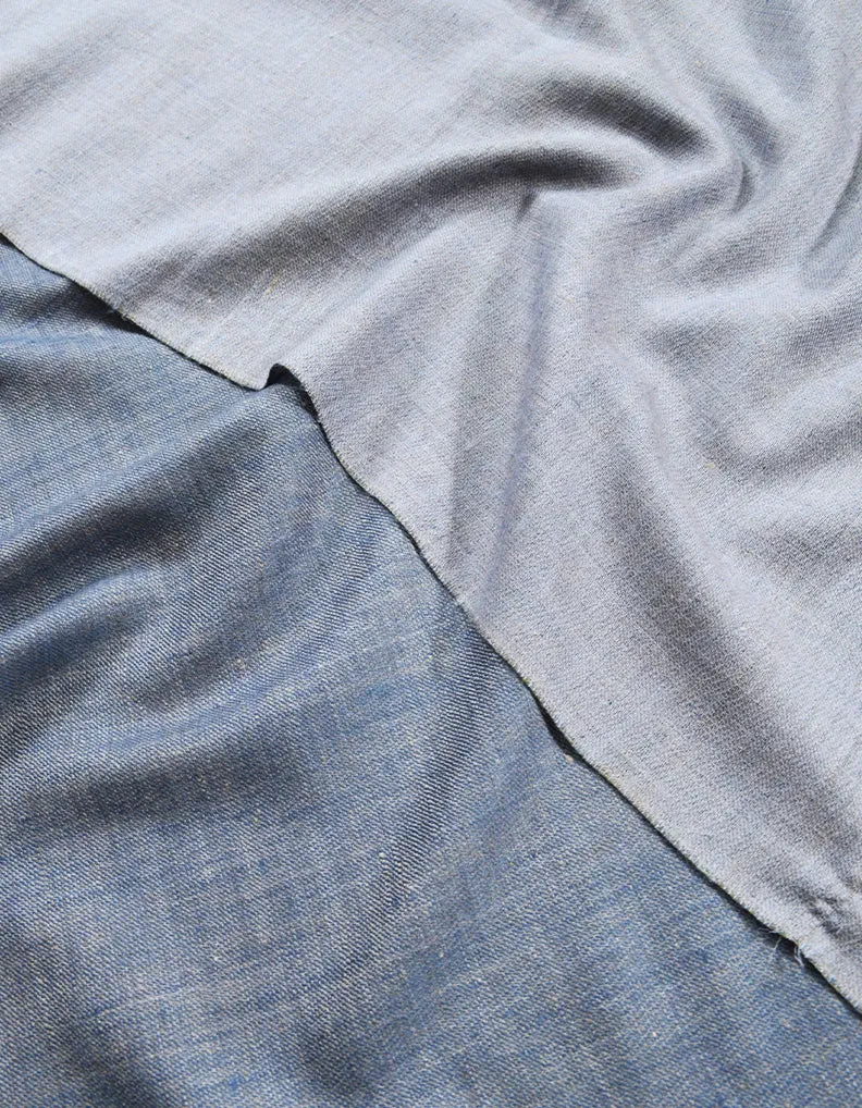 Plain Reversible Pashmina Shawl In The Hues Of Blue & Grey 6942