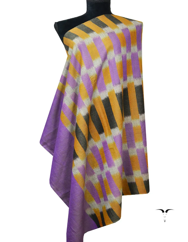 Purple Yellow and Black Ekat Pashmina Shawl 7173