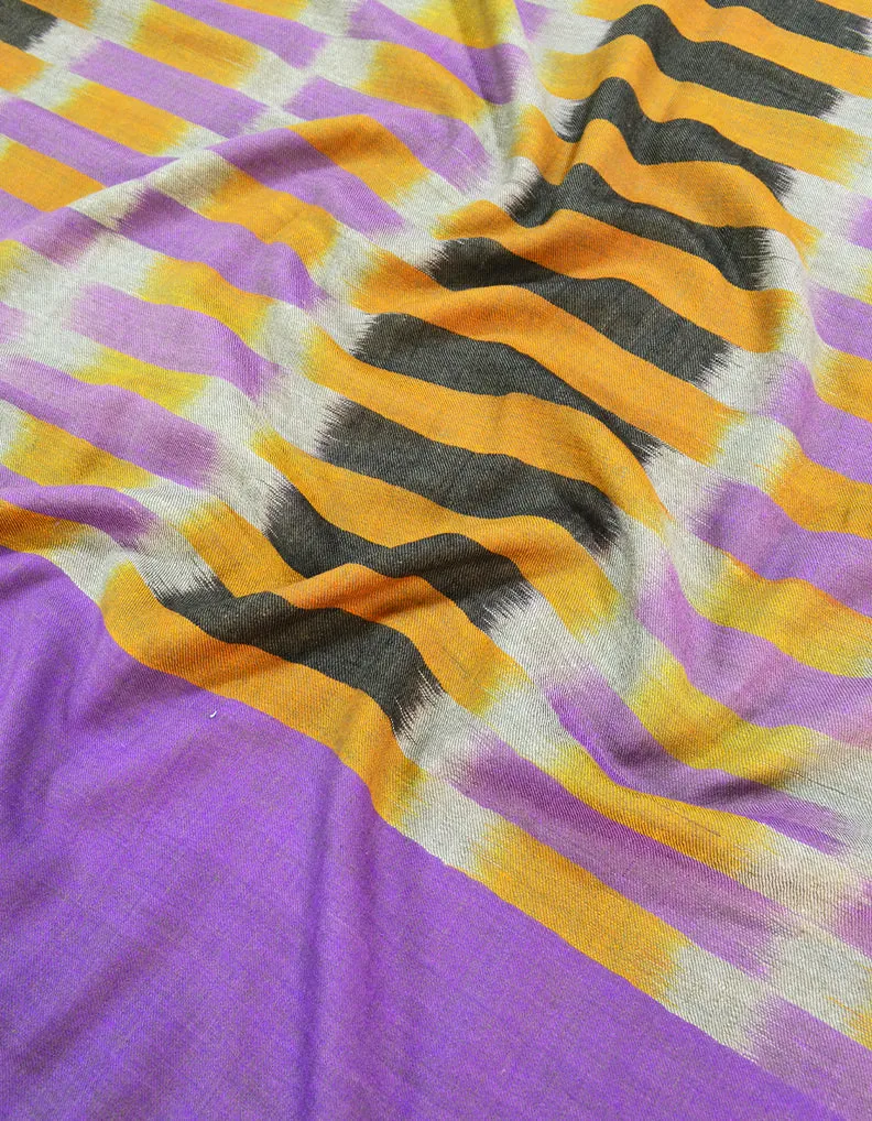 Purple Yellow and Black Ekat Pashmina Shawl 7173