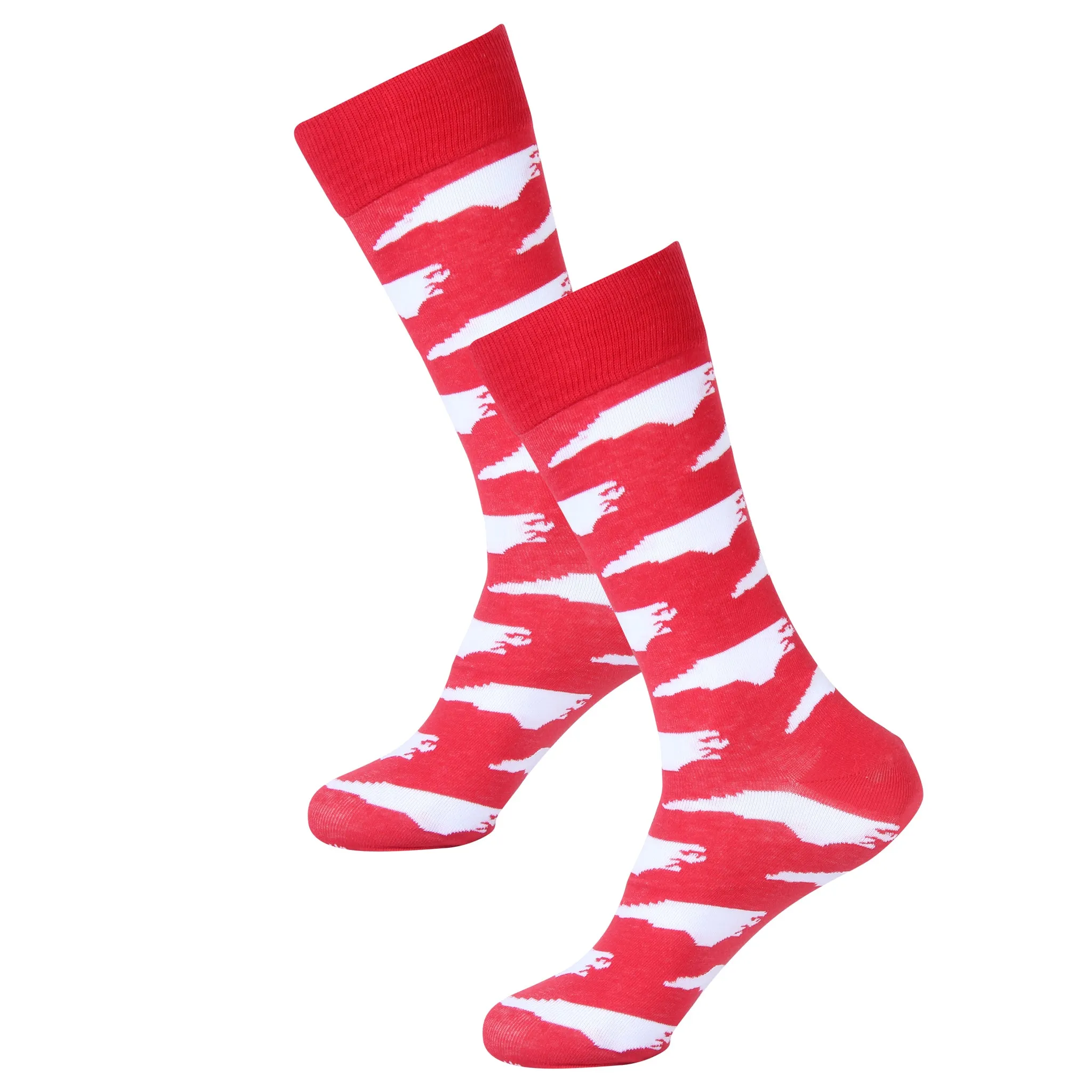 Red/White North Carolina Shape Socks