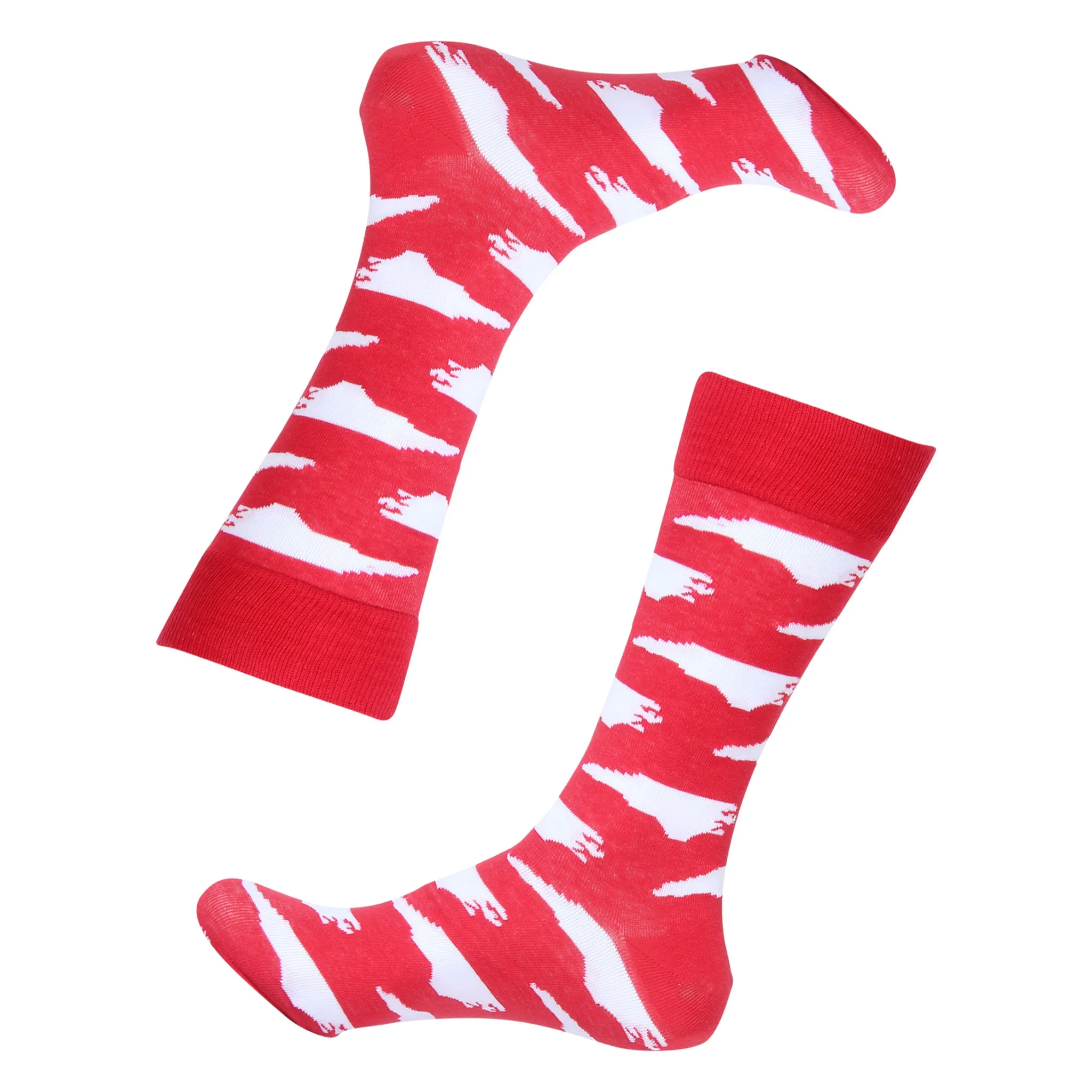 Red/White North Carolina Shape Socks