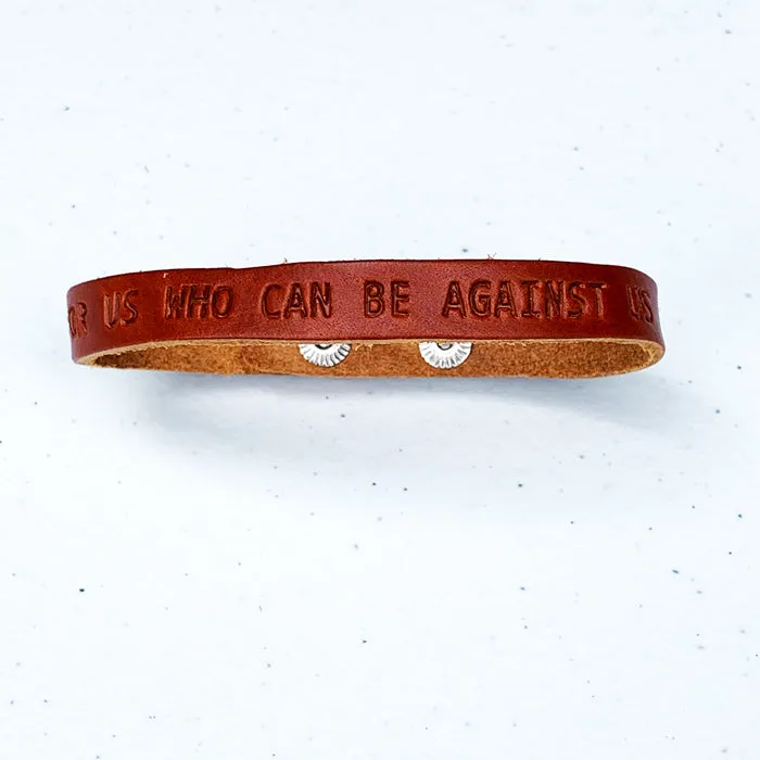 Romans 8:31 God Is For Us Large Leather Bracelet