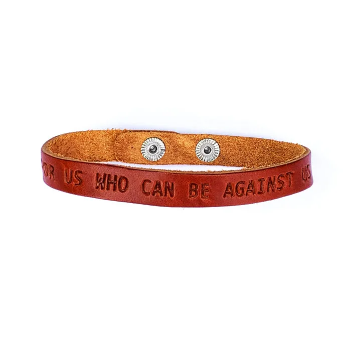 Romans 8:31 God Is For Us Large Leather Bracelet