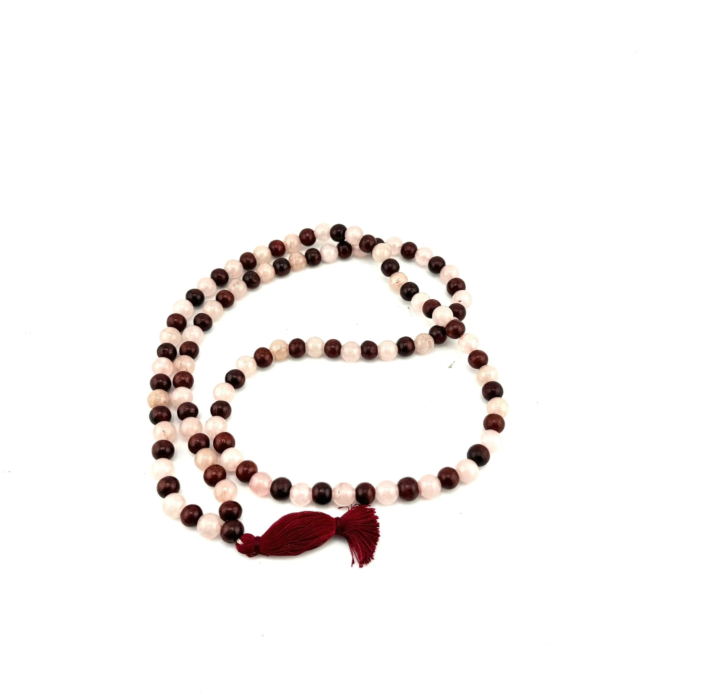 Rose Quartz & Red Sandalwood Prayer Mala - 8mm