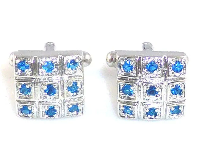 Royal Blue Sapphire Round Cut Cufflinks