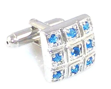 Royal Blue Sapphire Round Cut Cufflinks