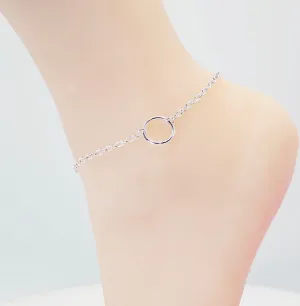 Silver Circle of O Anklet. Minimalist, BDSM, Ankle Bracelet for Submissive, DDLG, Slave, Discreet Collar