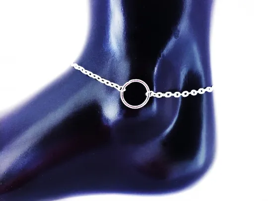 Silver Circle of O Anklet. Minimalist, BDSM, Ankle Bracelet for Submissive, DDLG, Slave, Discreet Collar