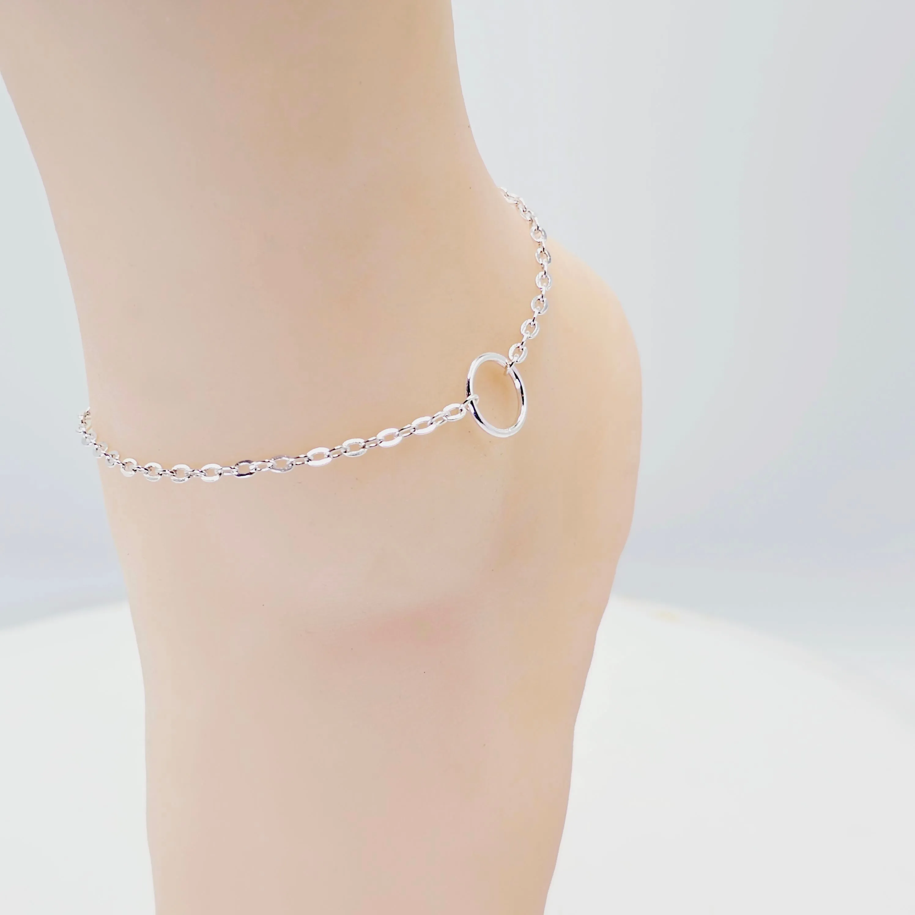 Silver Circle of O Anklet. Minimalist, BDSM, Ankle Bracelet for Submissive, DDLG, Slave, Discreet Collar