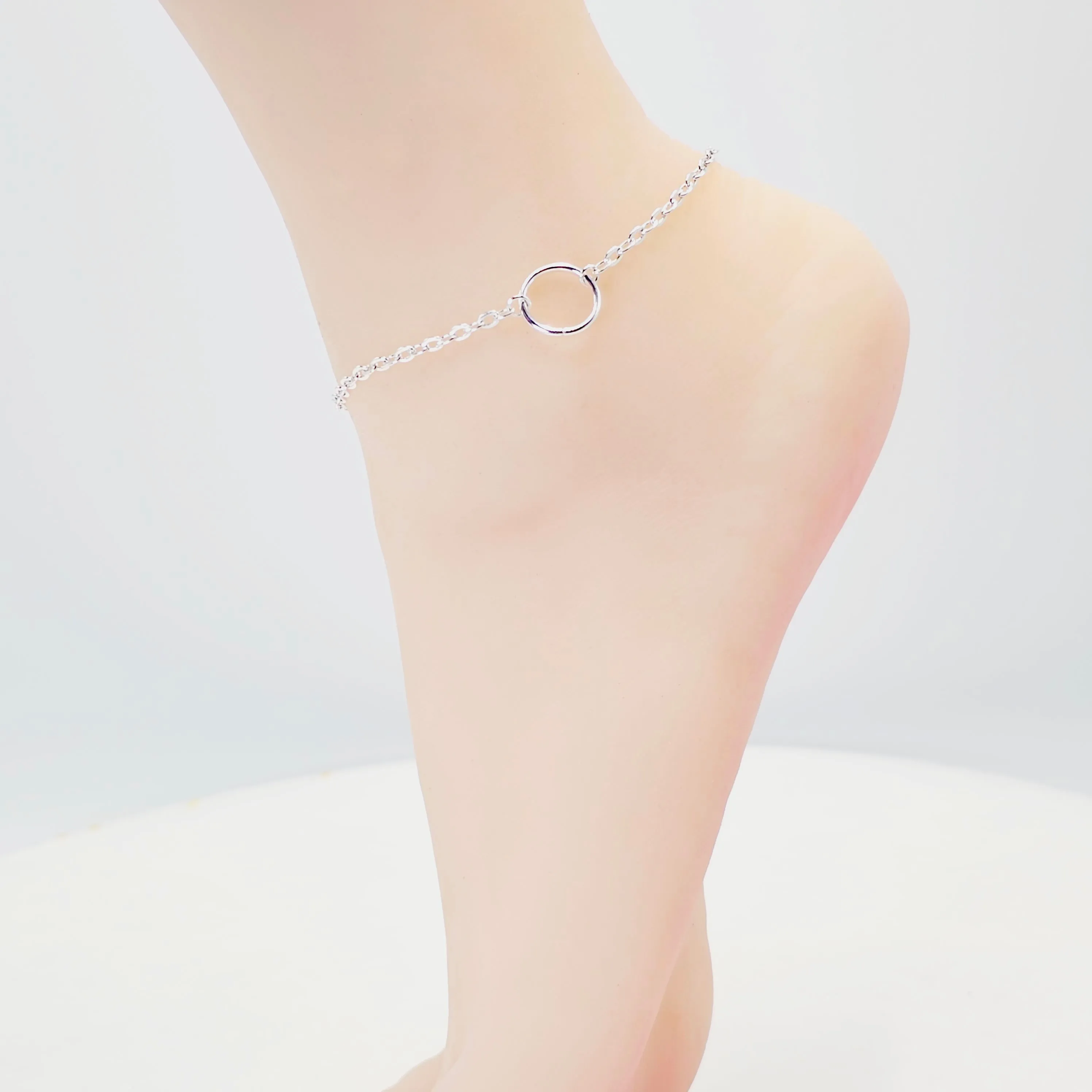 Silver Circle of O Anklet. Minimalist, BDSM, Ankle Bracelet for Submissive, DDLG, Slave, Discreet Collar