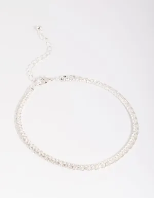 Silver Plated Cubic Zirconia Anklet