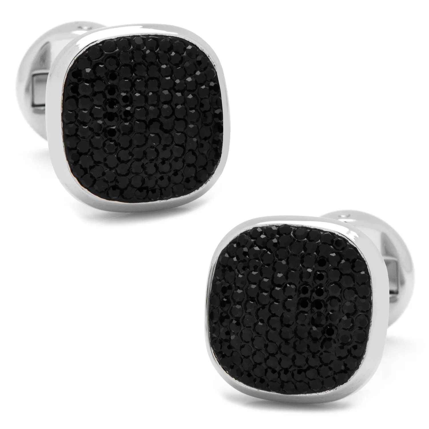 Stainless Steel Black Pave Crystal Cufflinks