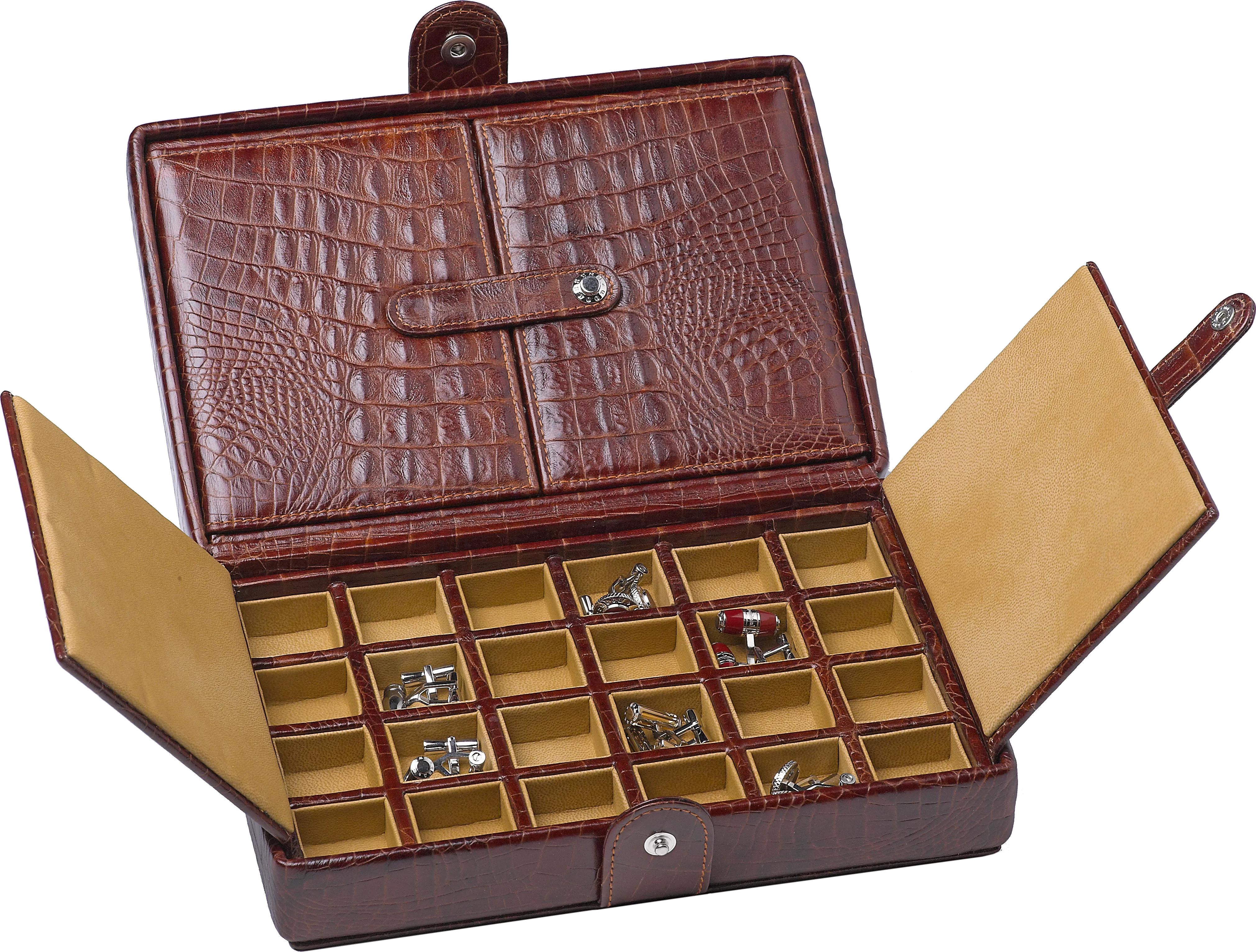 UNDERWOOD (LONDON) - 48-Unit Croco Cufflinks Box | UN224/CBRW