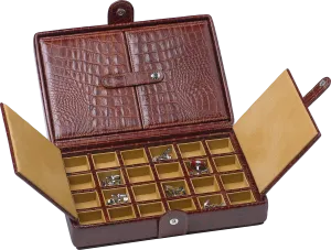 UNDERWOOD (LONDON) - 48-Unit Croco Cufflinks Box | UN224/CBRW