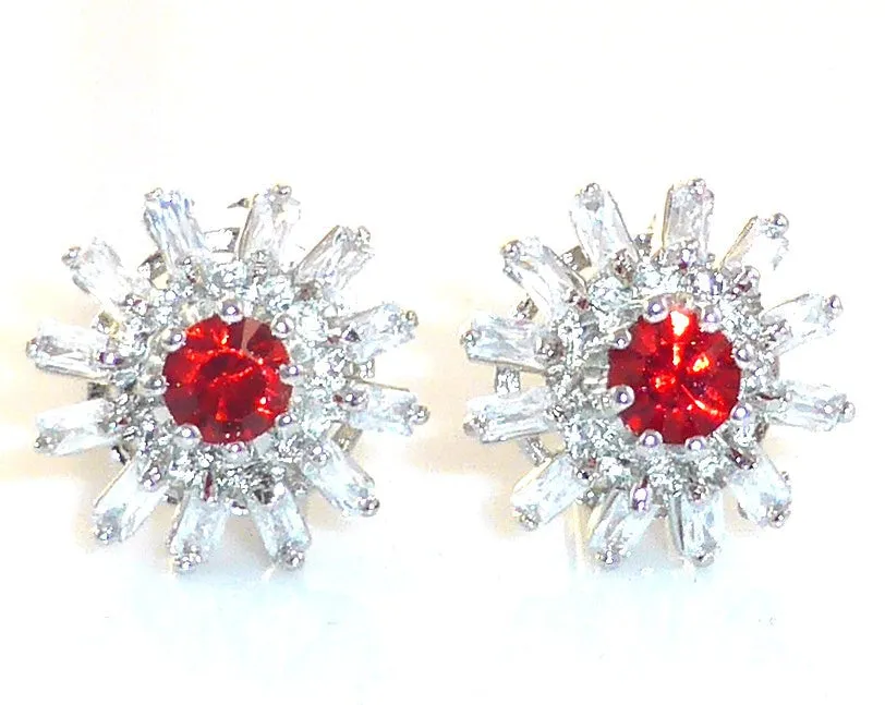 Voguish Red Ruby Topaz Round Cut Cufflinks