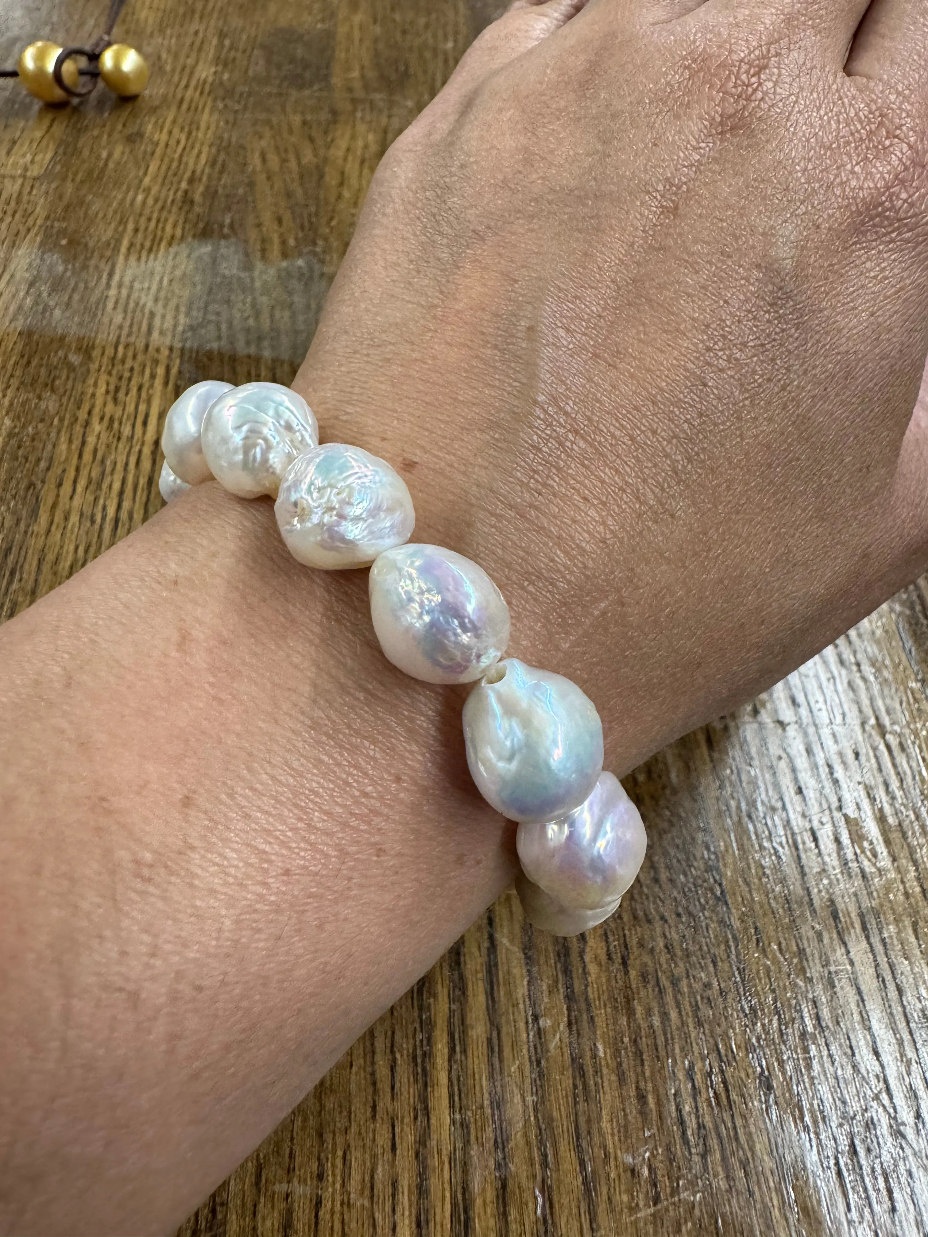 White Fireball Freshwater Pearl Bracelet