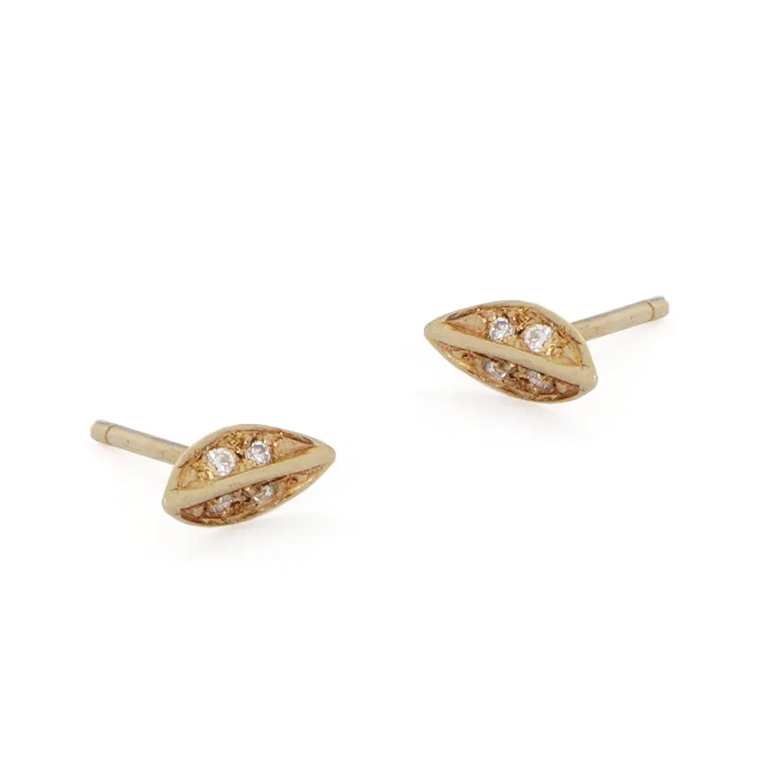 Yellow Gold Wedge Diamond Earrings